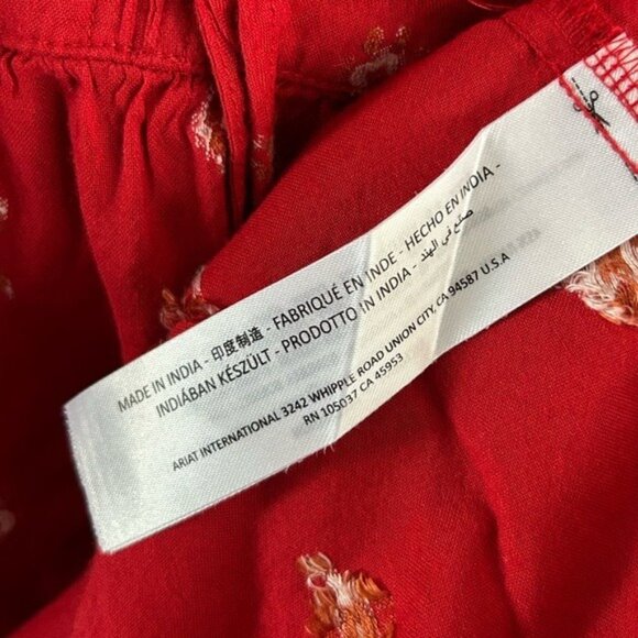 Ariat Red Western Boho Lightweight Bohemian Shirt Blouse Sz Medium - Picture 11 of 16